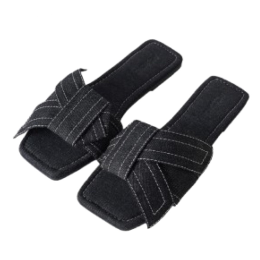 Women’s Open Toe Denim Slip On Slide Flat Sandals